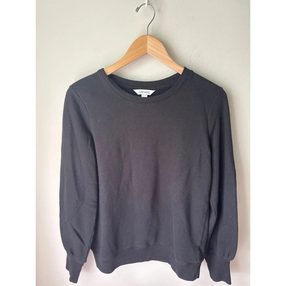 Nine West Black Crewneck Pullover Sweatshirt Medium
